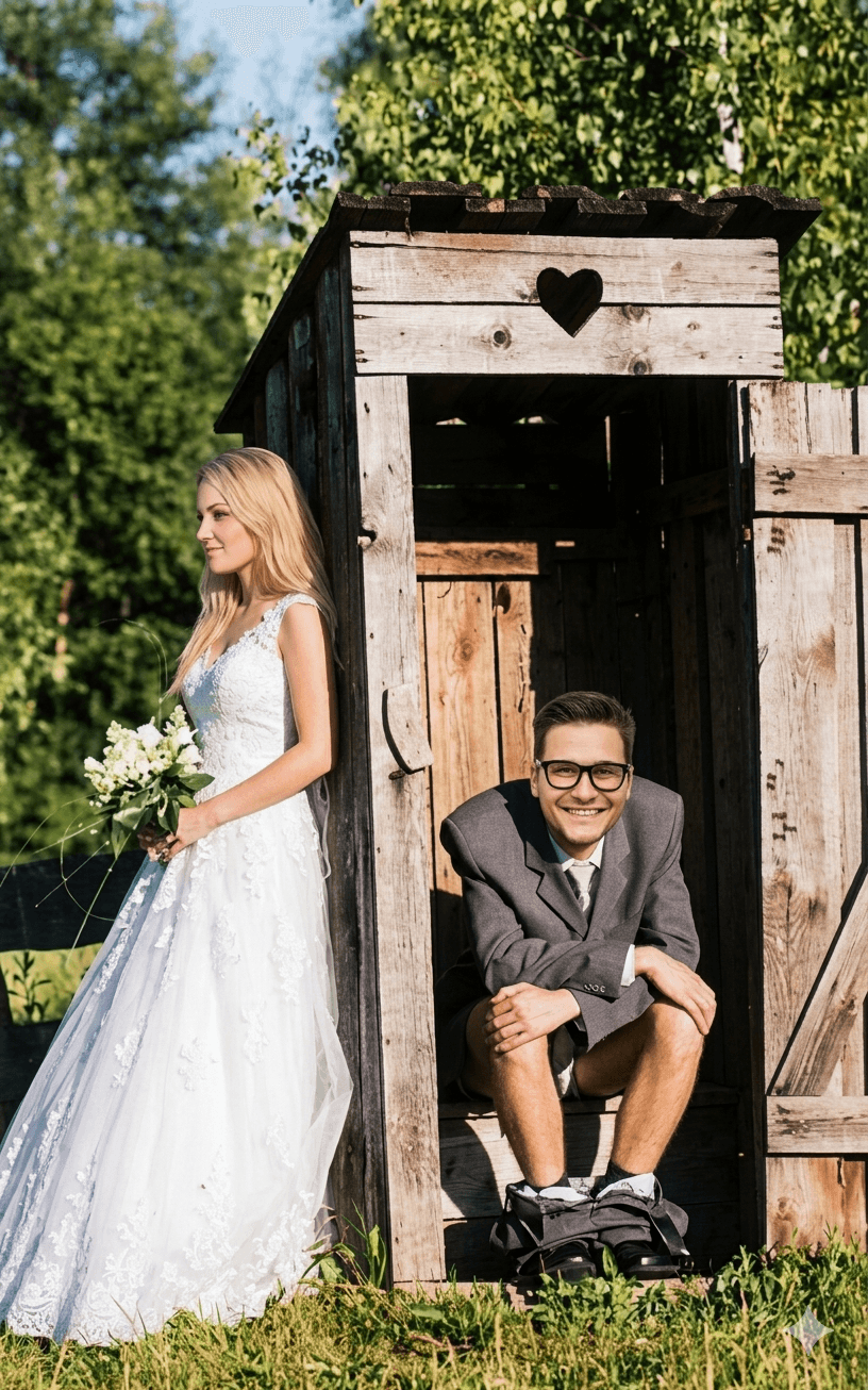 Ženich na latríně, nevěsta předstírá že nic nevidí
